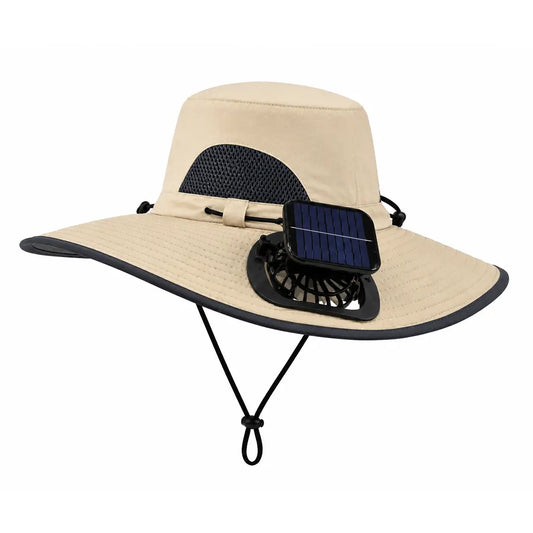 2026 Outdoor Wide Brim Cooling Hat with Dual Fans, UPF 50+ Sun Protection, Waterproof Breathable Rechargeable Hat for Fishing, Camping, Gardening & Outdoor Sports, Long-Lasting Summer Cooling Gift, Perfect Father’S Day Gift for Dad & Husband