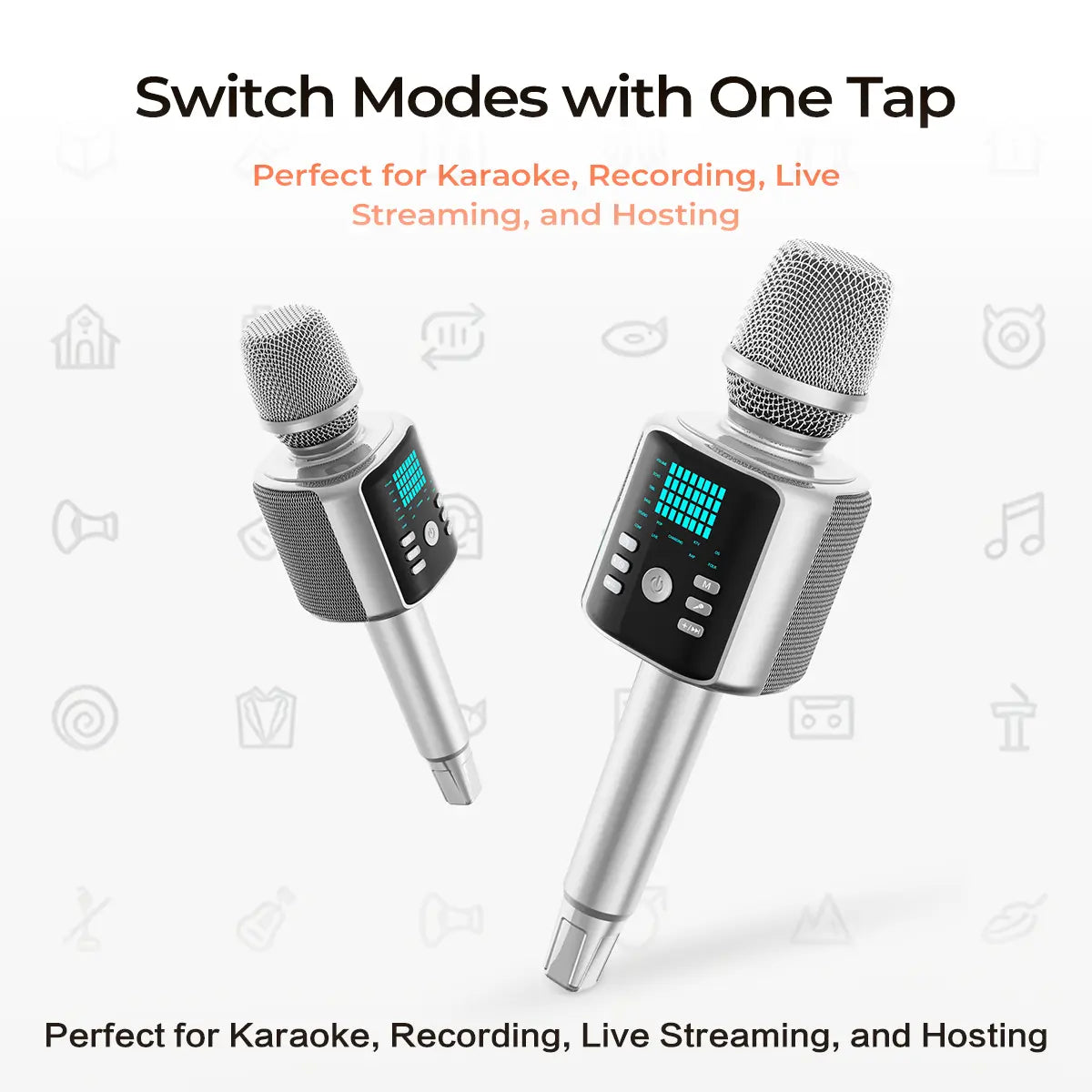 KINGLUCKY H9 Karaoke Mic with AI Vocal Remover & Voice Changer Rechargeable Wireless Mic