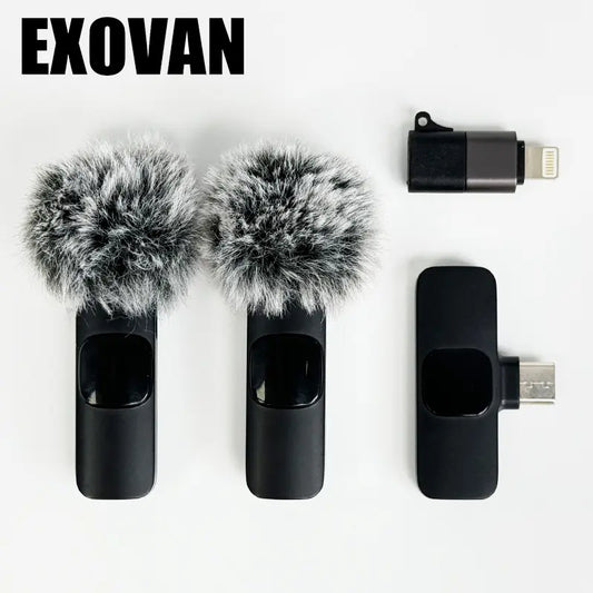 Wireless Mini Microphone for Iphone/Smartphone, 2 Mini Lapel Microphones with Clearer Audio for Video Recording, Interview, Vlog，Noise Reduction Device Noise Cancellation Stereo Wireless Vlogging Tools Handheld High Quality Audio