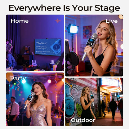 KINGLUCKY H9 Karaoke Mic with AI Vocal Remover & Voice Changer Rechargeable Wireless Mic