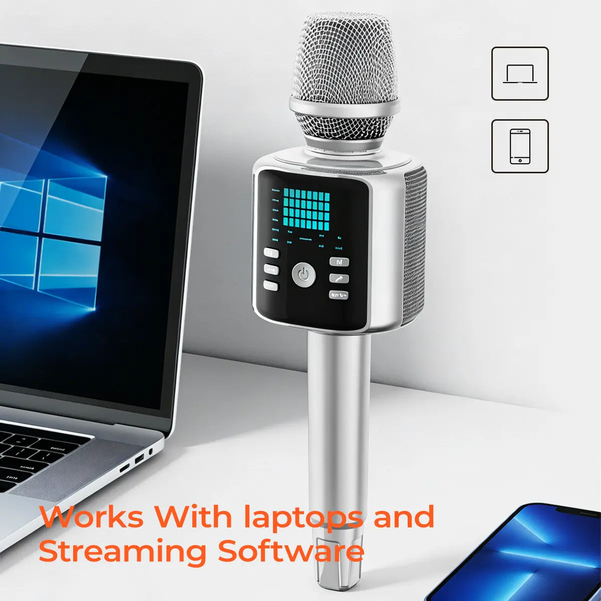 KINGLUCKY H9 Karaoke Mic with AI Vocal Remover & Voice Changer Rechargeable Wireless Mic